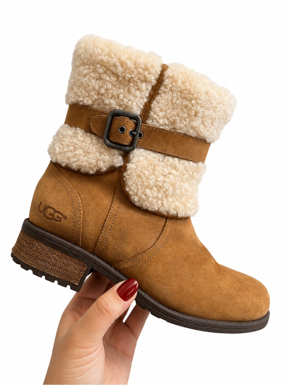 Ugg Blayre II Suede Shearling Side Zip Tan‎ Brown Winter Boots Women's 9